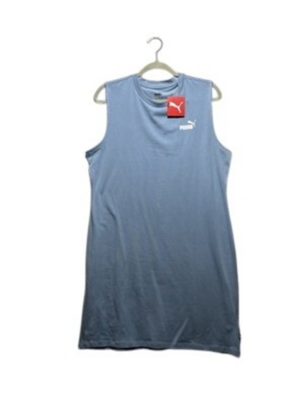 NWT PUMA Essentials Sleeveless Crewneck Mini Dress Zen Blue Size Large